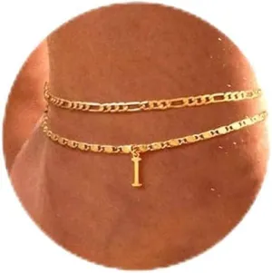 Initial Ankle Bracelets for Women Waterproof 14K Gold Anklets for Women Layered Letter A-Z Anklet for Women Dainty Beach Chain Anklet Summer Jewelry Gifts for Women