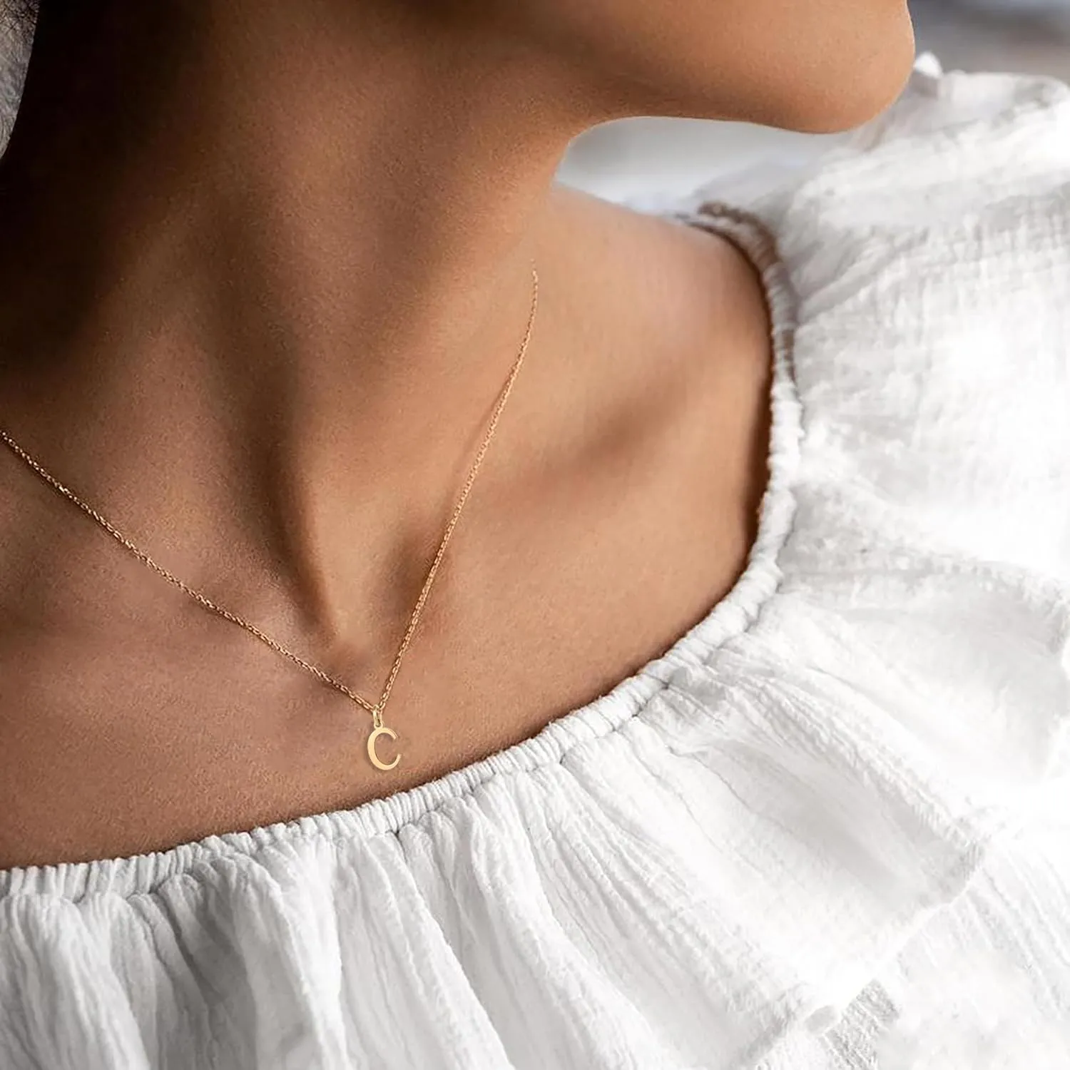 Initial Necklace,18K Gold Plated Letter Necklace,A-Z Pendant Necklace for Women