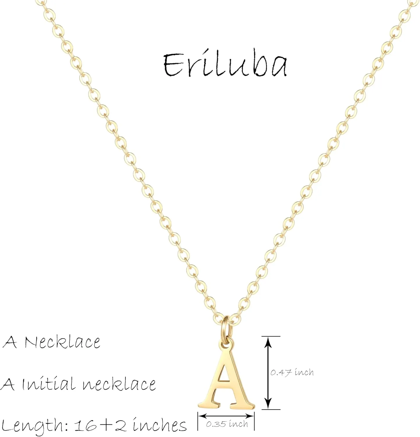 Initial Necklace,18K Gold Plated Letter Necklace,A-Z Pendant Necklace for Women