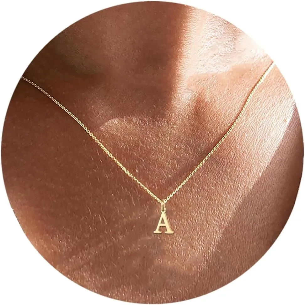 Initial Necklace,18K Gold Plated Letter Necklace,A-Z Pendant Necklace for Women
