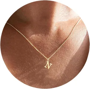 Initial Necklace,18K Gold Plated Letter Necklace,A-Z Pendant Necklace for Women