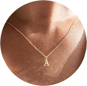 Initial Necklace,18K Gold Plated Letter Necklace,A-Z Pendant Necklace for Women