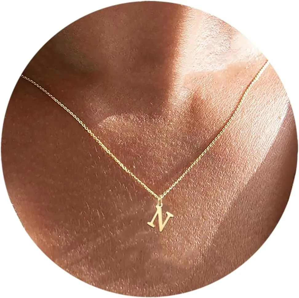 Initial Necklace,18K Gold Plated Letter Necklace,A-Z Pendant Necklace for Women