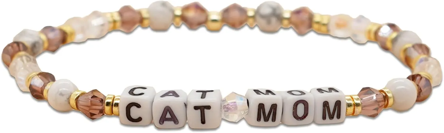 Inspired Beaded Stretch Bracelets for Women Cute Family Lover Letter Crystal Pink Blue Beads Stackable Bracelet