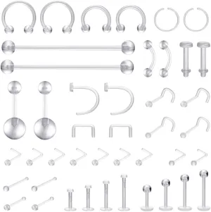 intera Clear Piercing Retainers for Bioflex Nose Rings Septum Cartilage Rook Daith Earrings Horseshoe Eyebrow Lip Tragus Belly Rings Retainers for Men and Women