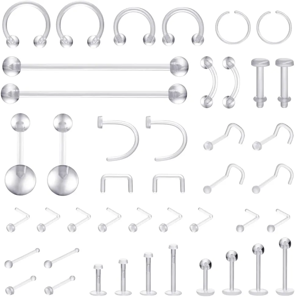intera Clear Piercing Retainers for Bioflex Nose Rings Septum Cartilage Rook Daith Earrings Horseshoe Eyebrow Lip Tragus Belly Rings Retainers for Men and Women