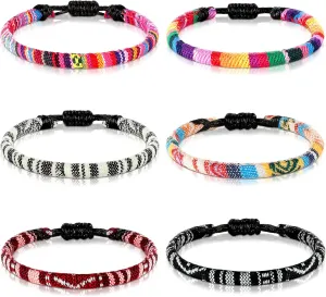 Jadive 6 Pieces Bohemia Surfer Bracelet Woven Bracelets Ankle Bracelet Adjustable Braided Bangle for Women Christmas Gift