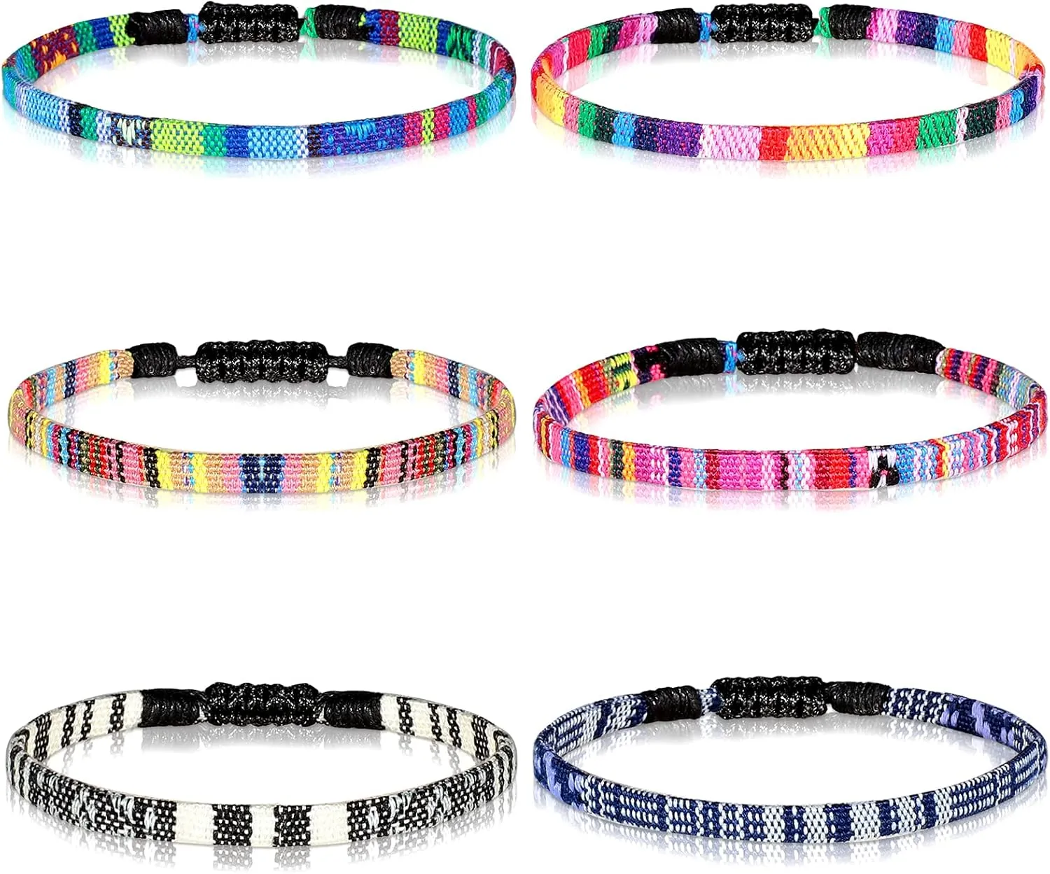 Jadive 6 Pieces Bohemia Surfer Bracelet Woven Bracelets Ankle Bracelet Adjustable Braided Bangle for Women Christmas Gift