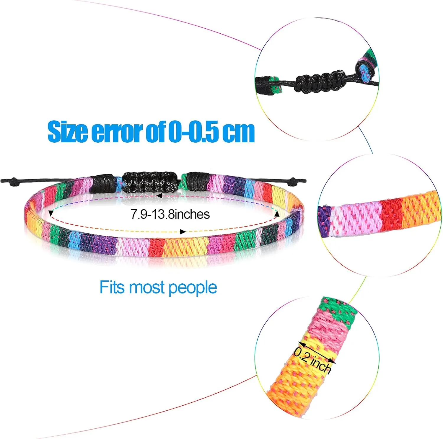Jadive 6 Pieces Bohemia Surfer Bracelet Woven Bracelets Ankle Bracelet Adjustable Braided Bangle for Women Christmas Gift