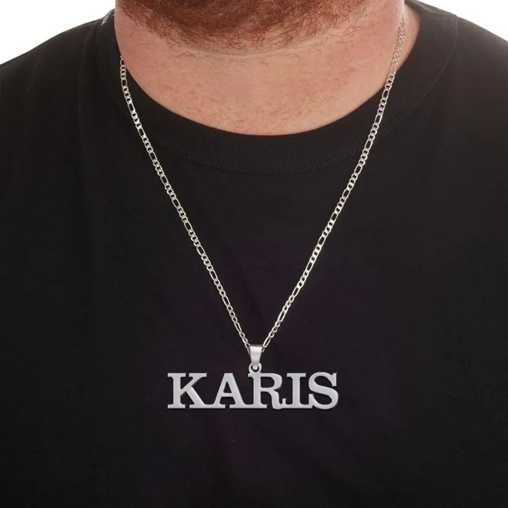 Jecivila Name Necklace Personalized for Men 18K Gold Plate Mens Custom Name Initial Number Necklace with Rope Figaro Curb Chain Personalized Jewelry Gifts for Dad Grandfather Boyfriend (16-24)