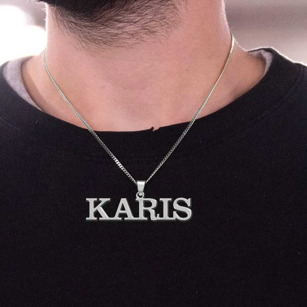 Jecivila Name Necklace Personalized for Men 18K Gold Plate Mens Custom Name Initial Number Necklace with Rope Figaro Curb Chain Personalized Jewelry Gifts for Dad Grandfather Boyfriend (16-24)