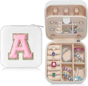Jewelry Box with Mirror & Earring Holder,2-Layer PU Leather- Portable Travel Jewelry Organizer for Women, Girls | Gift for Mom, Valentine's Day, Birthday