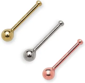 JewelryWeb - 14k Real Gold Simple 1.5mm Ball Nose Stud - 20g nose ring - nose piercings - nose rings studs - hypoallergenic nose studs