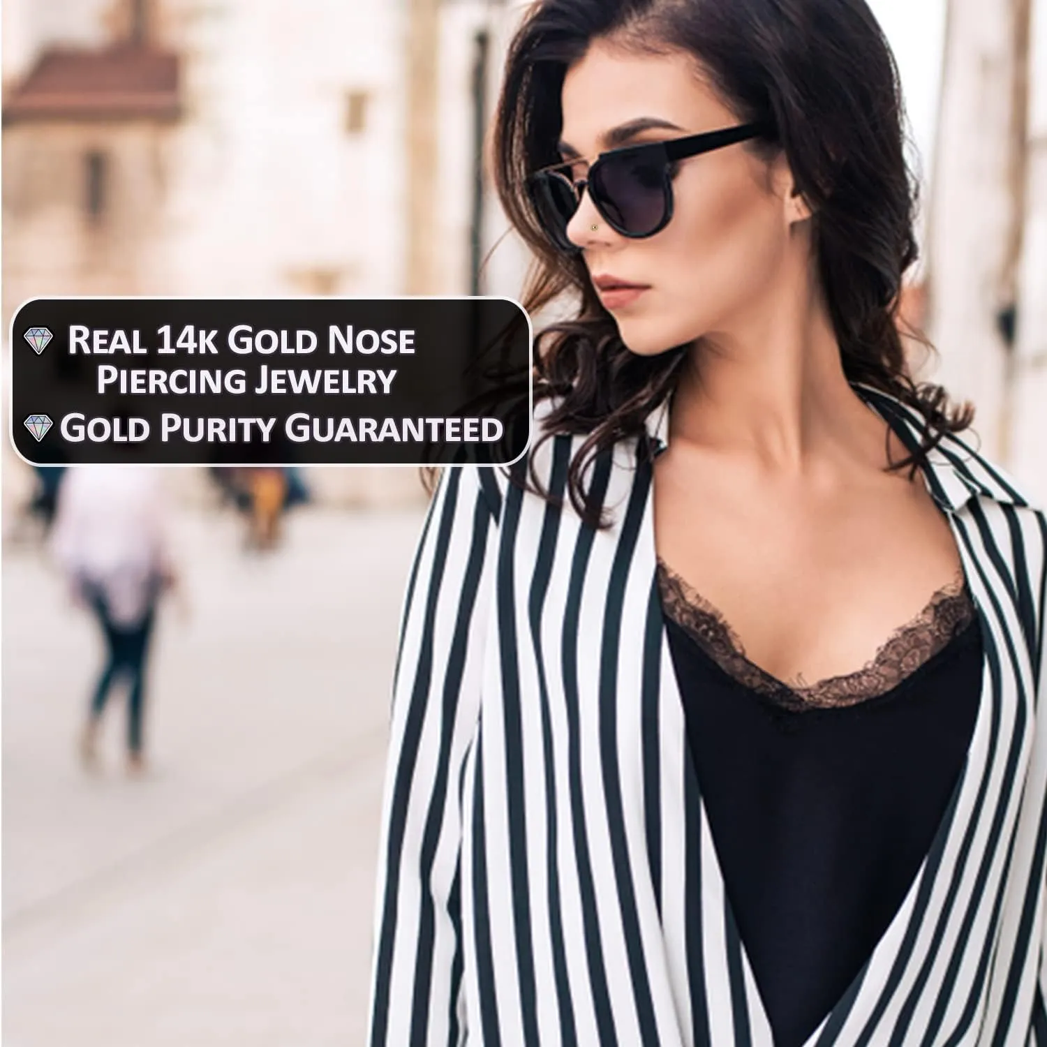 JewelryWeb - 14k Real Gold Simple 1.5mm Ball Nose Stud - 20g nose ring - nose piercings - nose rings studs - hypoallergenic nose studs