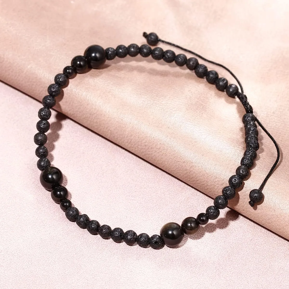 Jewever Lava Rock/Crystals and Gemstones Anklet Bracelet for Women Beach Foot Essential Oil Diffusers Cord Adjustable (8.5-10 Inches)