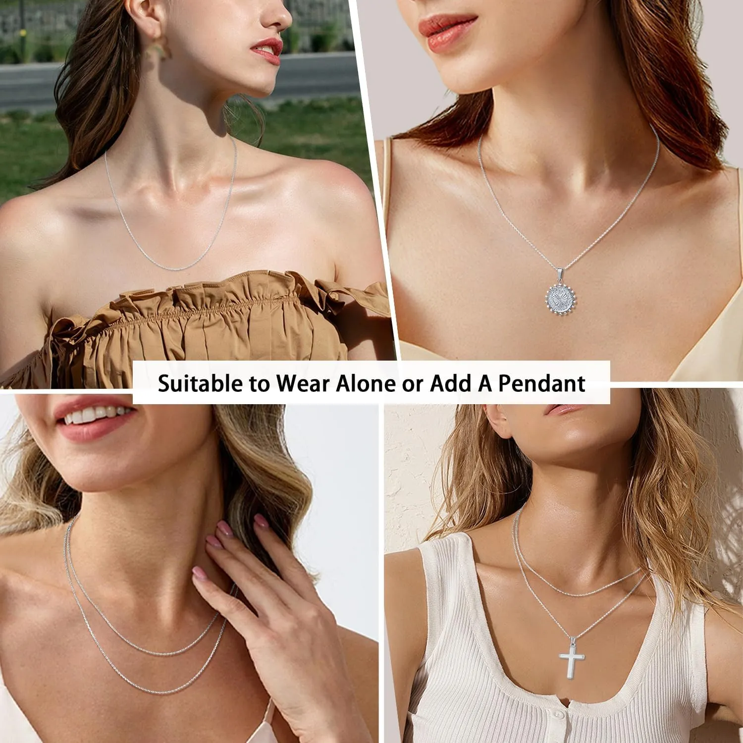 Jewlpire Italian 1.1mm 1.2mm Cable Chain 925 Sterling Silver Chain Necklace for Women, 14K Plated Gold Chain for Women Sturdy Women's Chain Necklaces, 14 16 18 20 22 24 Inch