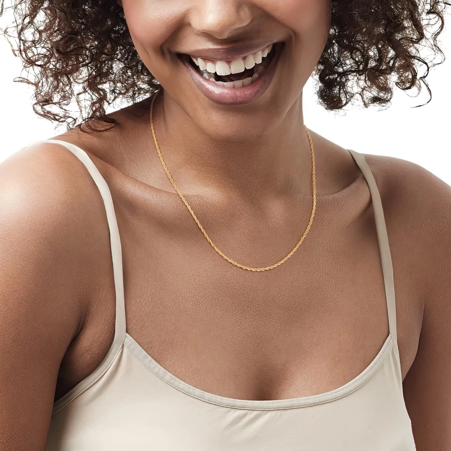 Jewlpire Italian 1.35mm Rope Chain 925 Sterling Silver Chain Necklace for Women, 14K Plated Gold Chain for Women Soft & Sturdy Women's Chain Necklaces, 16 18 20 22 24 26 Inch