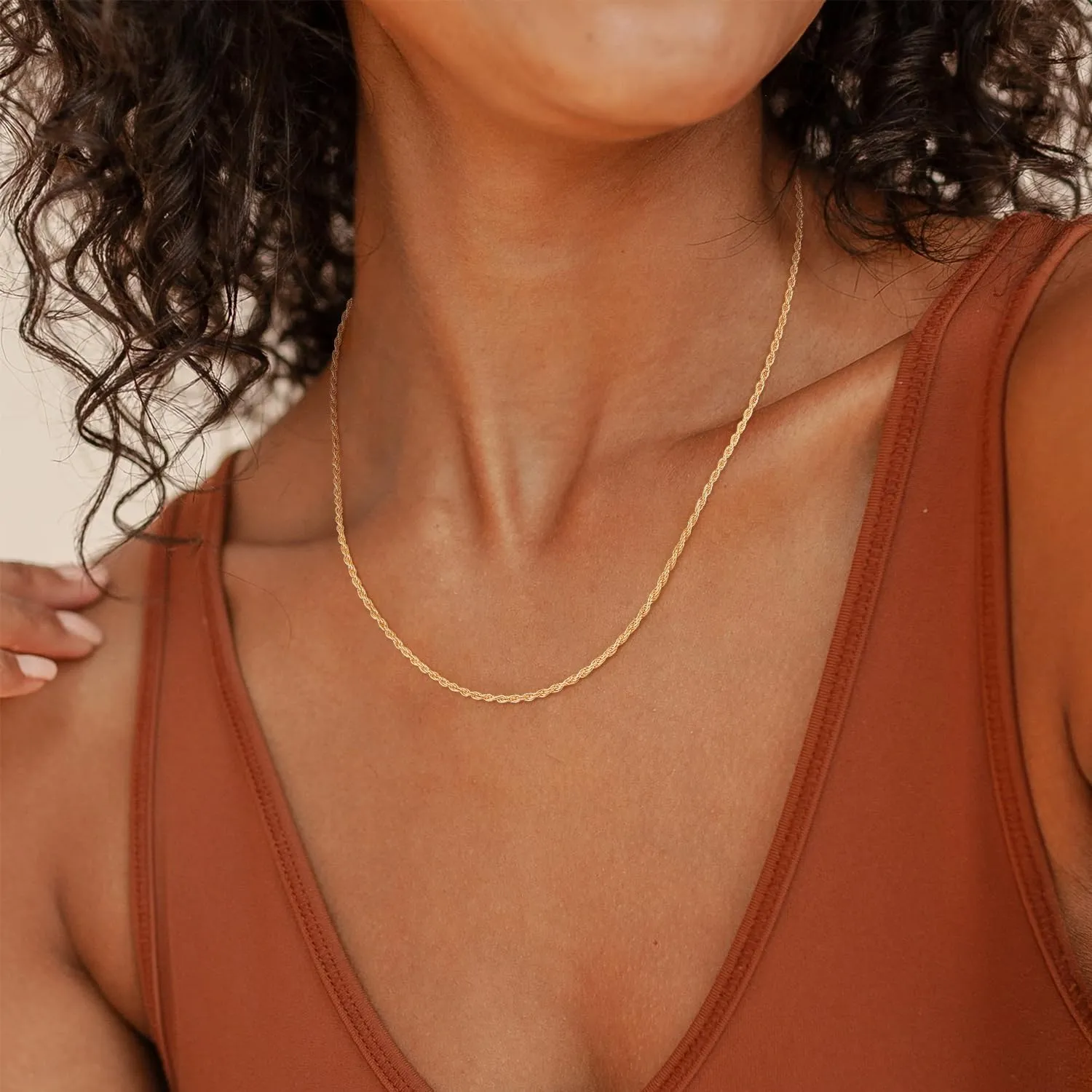 Jewlpire Italian 1.35mm Rope Chains 925 Sterling Silver Chain Necklace for Women, 14K Plated Gold Chain for Women Soft & Sturdy Women's Chains Necklaces, 16 18 20 22 24 26 Inch