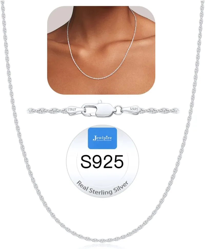 Jewlpire Italian 1.35mm Rope Chains 925 Sterling Silver Chain Necklace for Women, 14K Plated Gold Chain for Women Soft & Sturdy Women's Chains Necklaces, 16 18 20 22 24 26 Inch