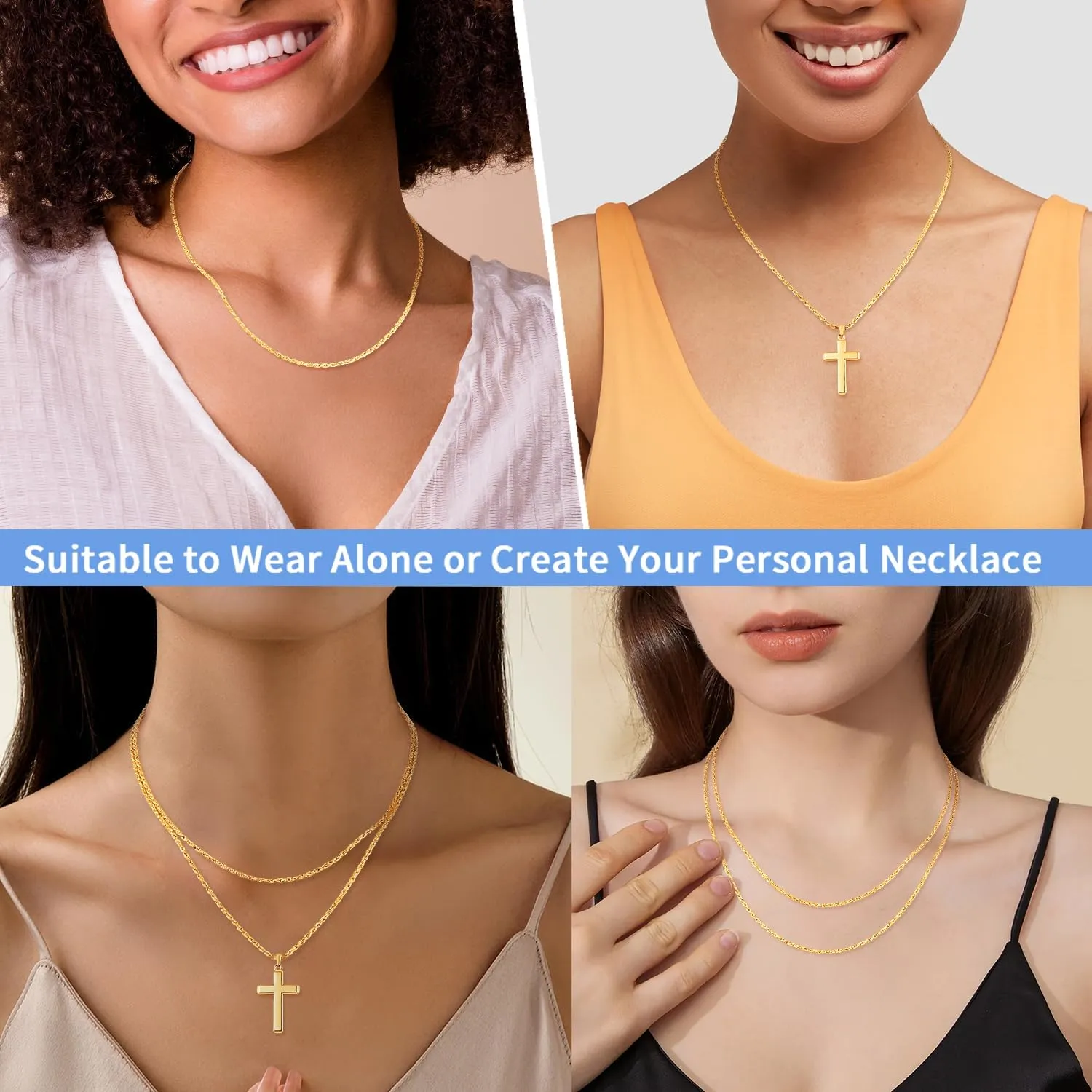 Jewlpire Italian 14K Real Gold Over 925 Sterling Silver Chain Necklace for Women Men, 1.5mm Rope Chain Dainty & Sturdy Women's Chain Necklaces 16 18 20 22 24 26 Inch
