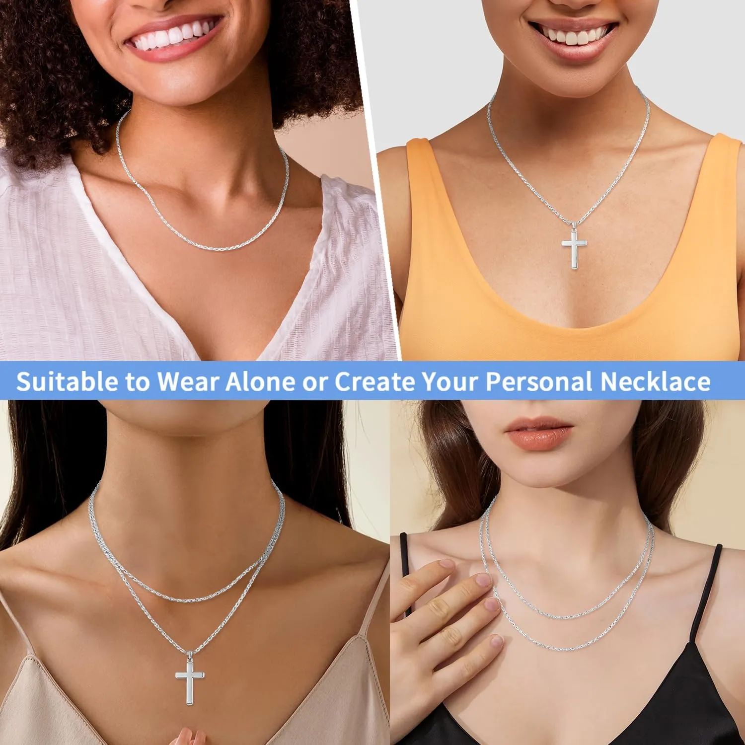 Jewlpire Italian 14K Real Gold Over 925 Sterling Silver Chain Necklace for Women Men, 1.5mm Rope Chain Dainty & Sturdy Women's Chain Necklaces 16 18 20 22 24 26 Inch