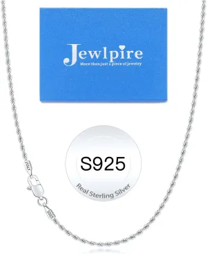 Jewlpire Italian 14K Real Gold Over 925 Sterling Silver Chain Necklace for Women Men, 1.5mm Rope Chain Dainty & Sturdy Women's Chain Necklaces 16 18 20 22 24 26 Inch