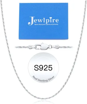 Jewlpire Italian 1.5mm Rope Chain 925 Sterling Silver Chain Necklace for Women Men, 14K Gold Chain for Women Sturdy Women's Chain Necklaces, 16 18 20 22 24 26 Inch