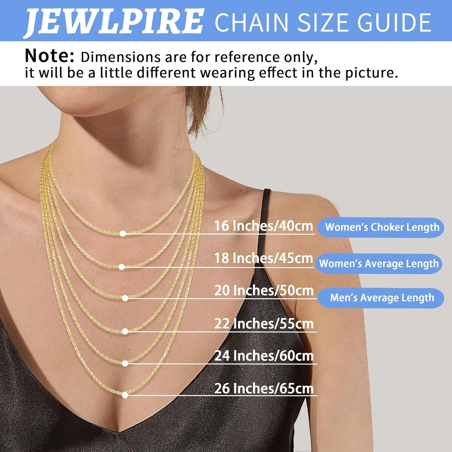 Jewlpire Italian 2mm Rope Chain 925 Sterling Silver Chain Necklace for Women Men, 14K Plated Gold Chain for Women Sturdy Women's Chain Necklaces, 16 18 20 22 24 26 Inch