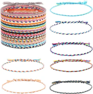 JEWPAPK 30Pcs Woven Wrap Friendship Bracelets Handmade Braided Friendship Bracelet Colorful Adjustable String Bracelet Perfect for Matching Accessory