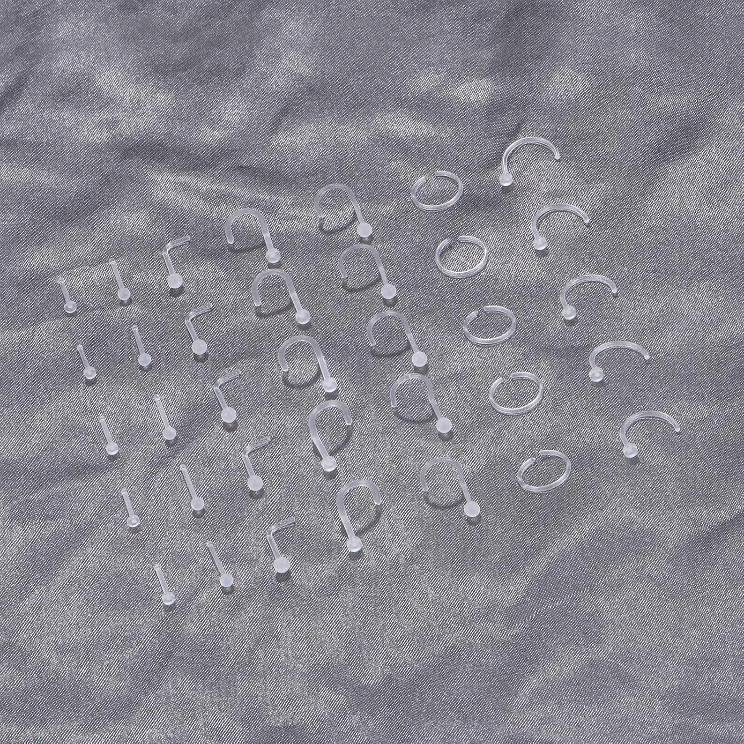 JFORYOU 18-20G Clear Acrylic Nose Ring Bioflex Stud Retainer Nose Piercing Body Jewelry for Men Women