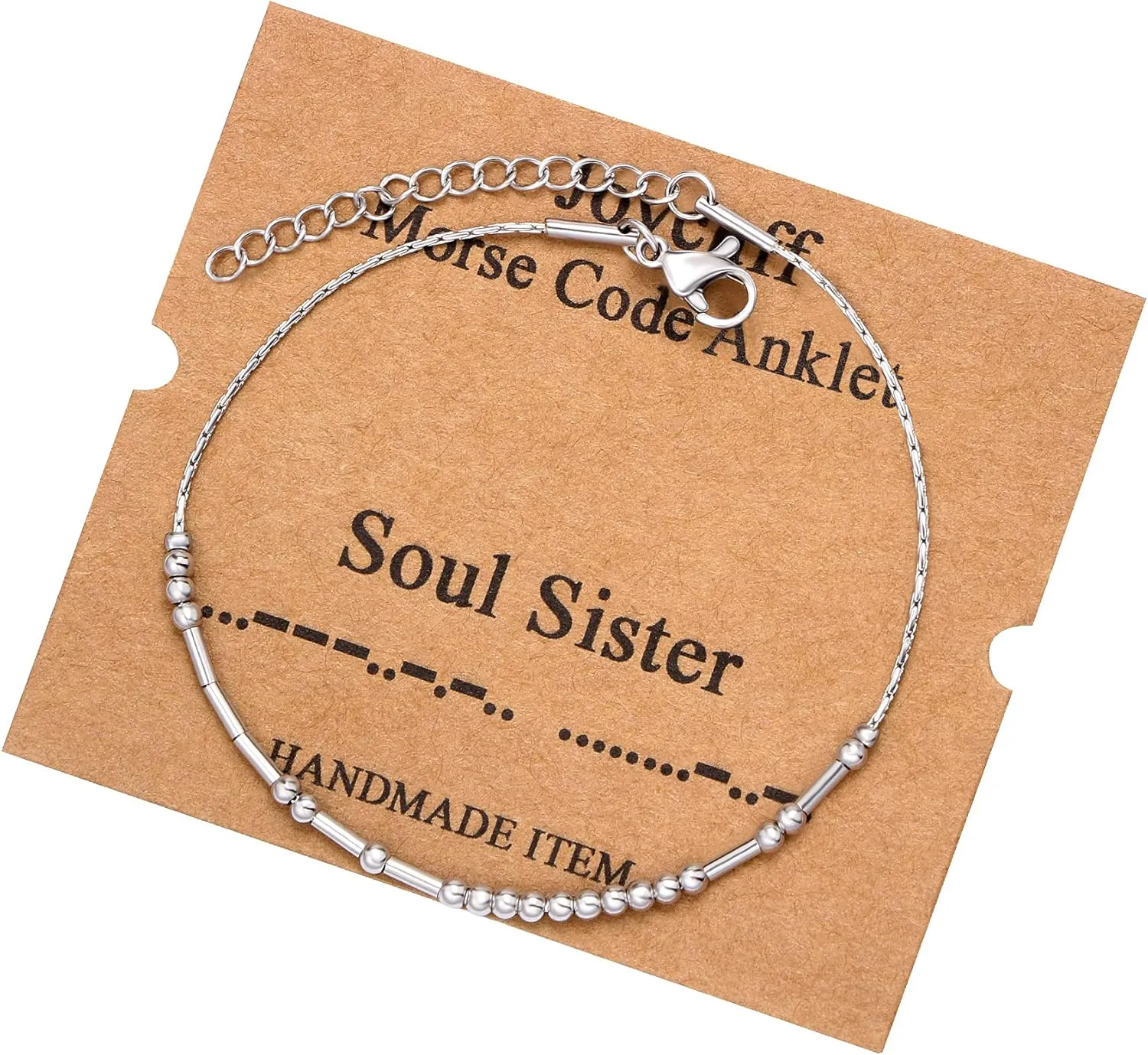 JoycuFF Morse Code Ankle Bracelets for Her Gifts for Women Adjustable Silver Anklets Birthday Gift for Her