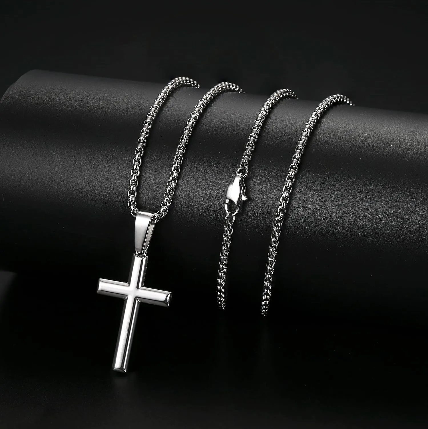 Jstyle Cross Necklace for Men Sterling Silver Cross Pendant with Rolo Chain Necklace for Men Women 16-24 Inches