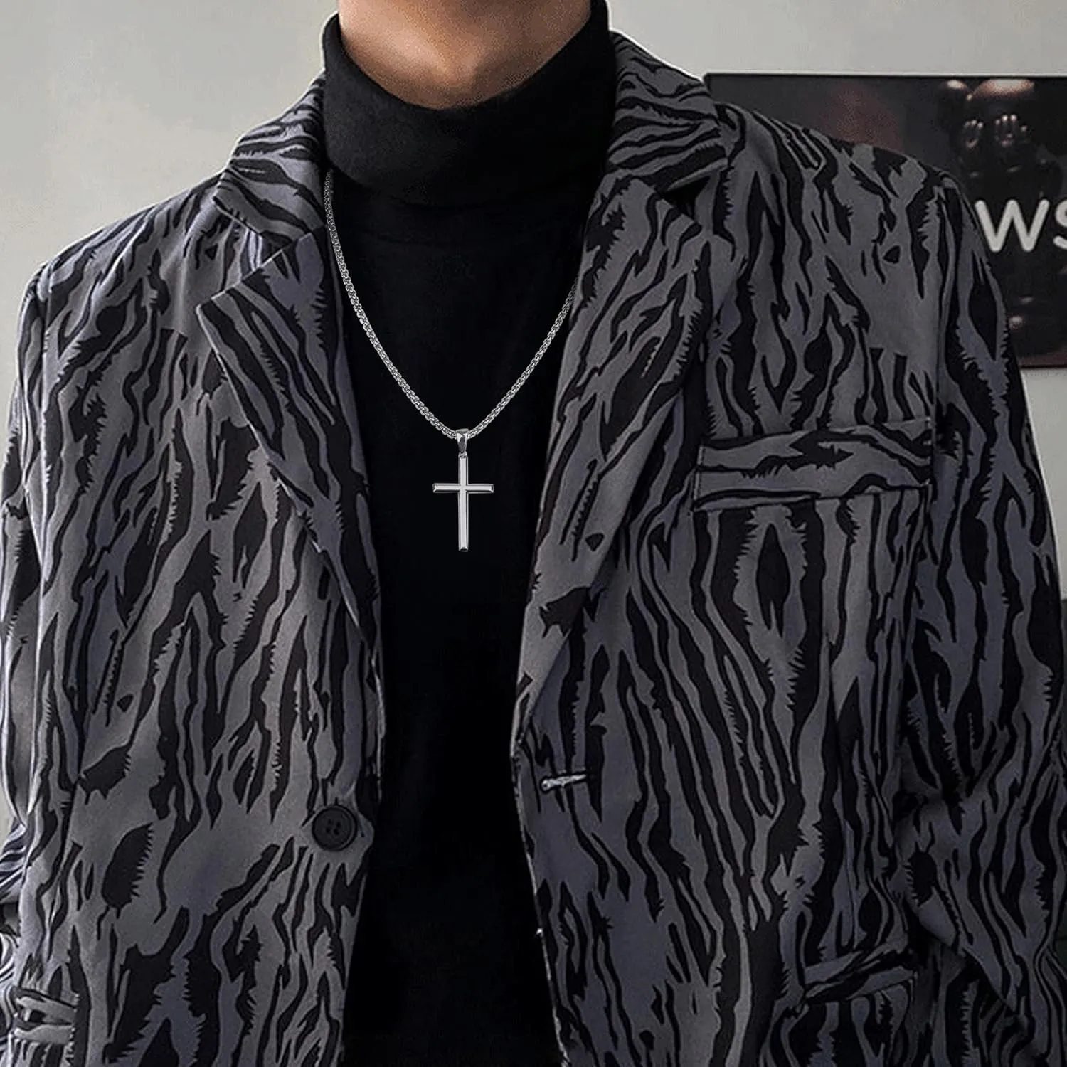 Jstyle Cross Necklace for Men Sterling Silver Cross Pendant with Rolo Chain Necklace for Men Women 16-24 Inches