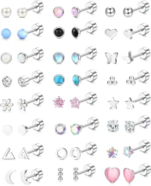 Jstyle Hypoallergenic Earrings for Girls Women Surgical Stainless Steel Earrings for Sensitive Ears Screw Back Earrings Set Cute Girls Todder Earrings Kids Earrings Jewelry for Teen Girls