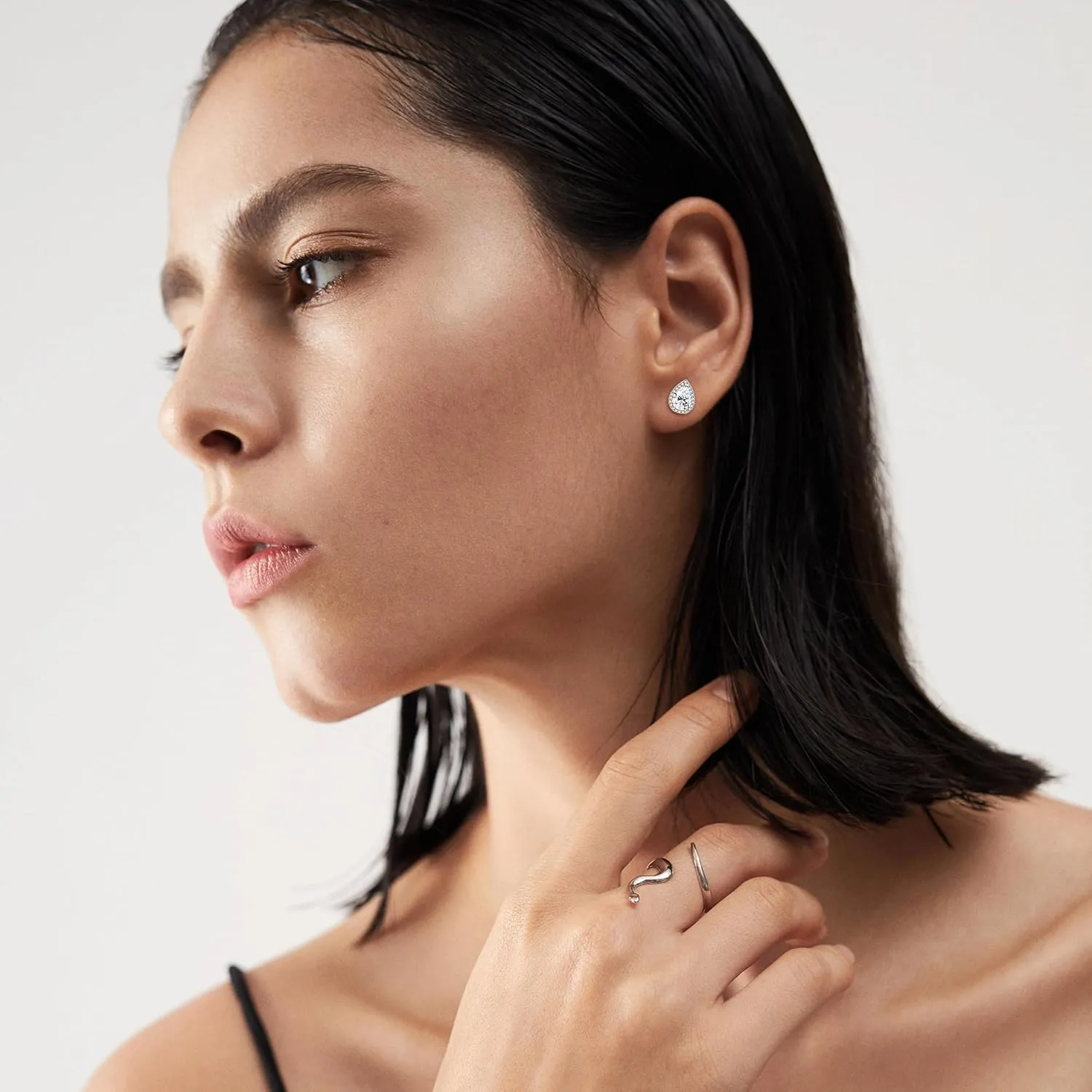 Kakonia 5 Pairs 20G 18G Flat Back Earrings Stud,Surgical Steel Cubic Zirconia Stud Earrings for Women Gold/Silver Square Teardrop CZ Halo Earrings With Flat Backs Faux Diamond Piercing Earrings Studs