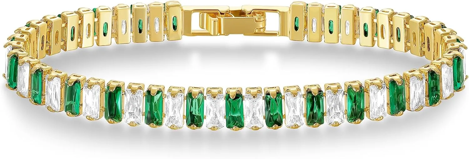 KELORIS PATH Tennis Bracelets for Women 14K Gold Plated/White Gold CZ Bracelet Classic Adjustable Jewelry Gift