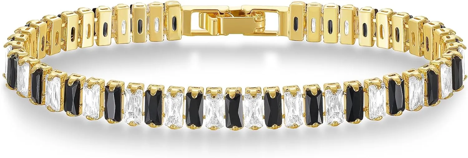 KELORIS PATH Tennis Bracelets for Women 14K Gold Plated/White Gold CZ Bracelet Classic Adjustable Jewelry Gift