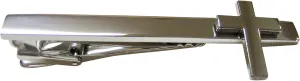Kiola Designs Silver Toned Classic Religious Cross Square Tie Clip