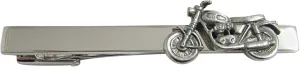 Kiola Designs Silver Toned Textured Classic Motorcycle Square Tie Clip