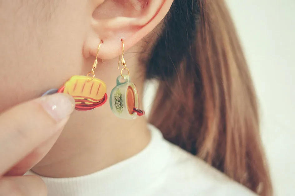 Kopitiam Kaya Toast and Kopi Dangling Earrings