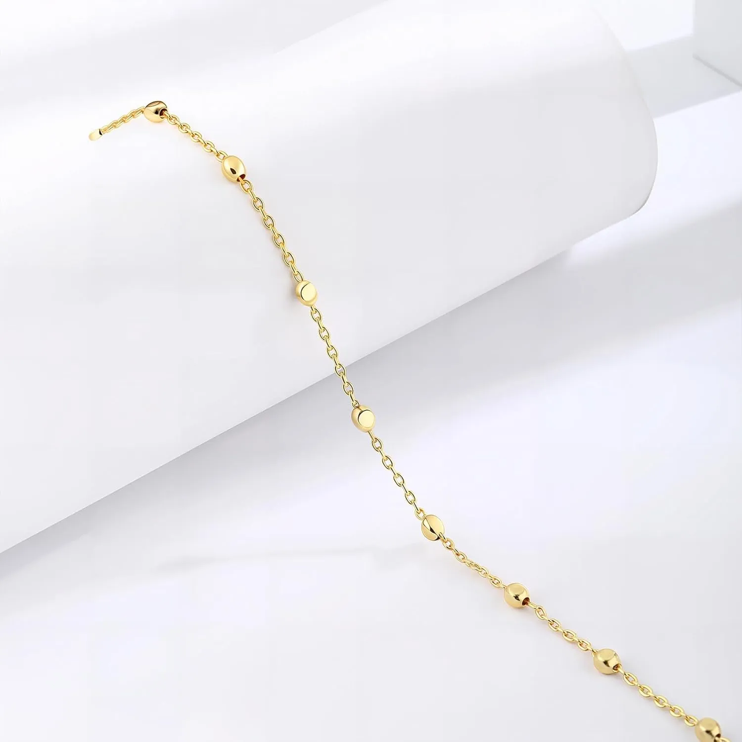 Kyerlyn Gold Ankle Bracelets for Women non tarnish,14K Gold Waterproof Anklets Link Beaded Set Layered Shark Anklet for Women Gold Jewelry Gift