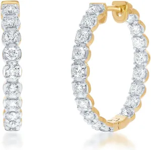 La Joya Lab Grown Diamond Inside Out Hoop Earrings for Women | 3/4-2 CT TW 925 Sterling Silver Diamond Hoops | Sparkling GH VS/SI Diamond Hoops | Ideal Pair of Womens Diamond Earrings for Gifting