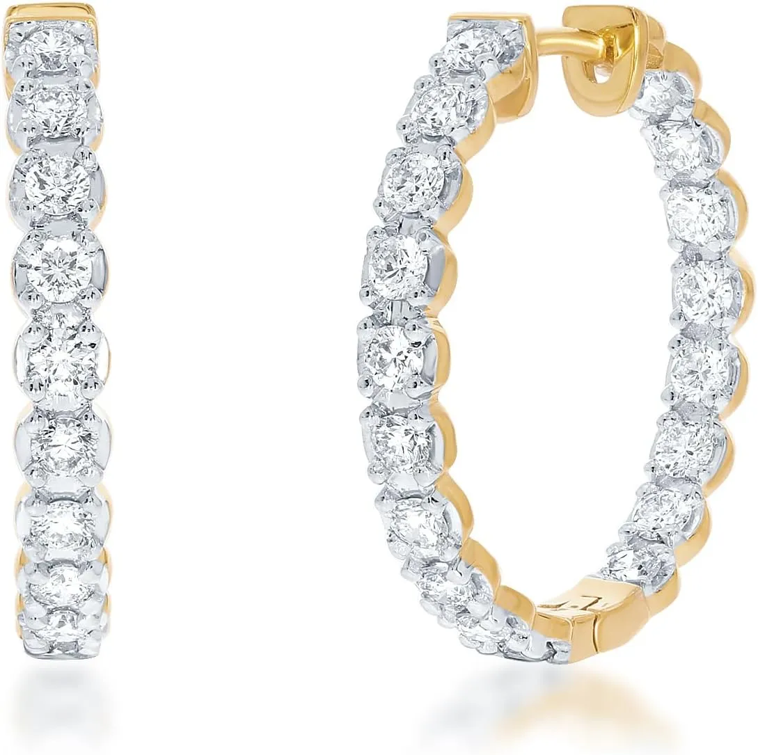 La Joya Lab Grown Diamond Inside Out Hoop Earrings for Women | 3/4-2 CT TW 925 Sterling Silver Diamond Hoops | Sparkling GH VS/SI Diamond Hoops | Ideal Pair of Womens Diamond Earrings for Gifting