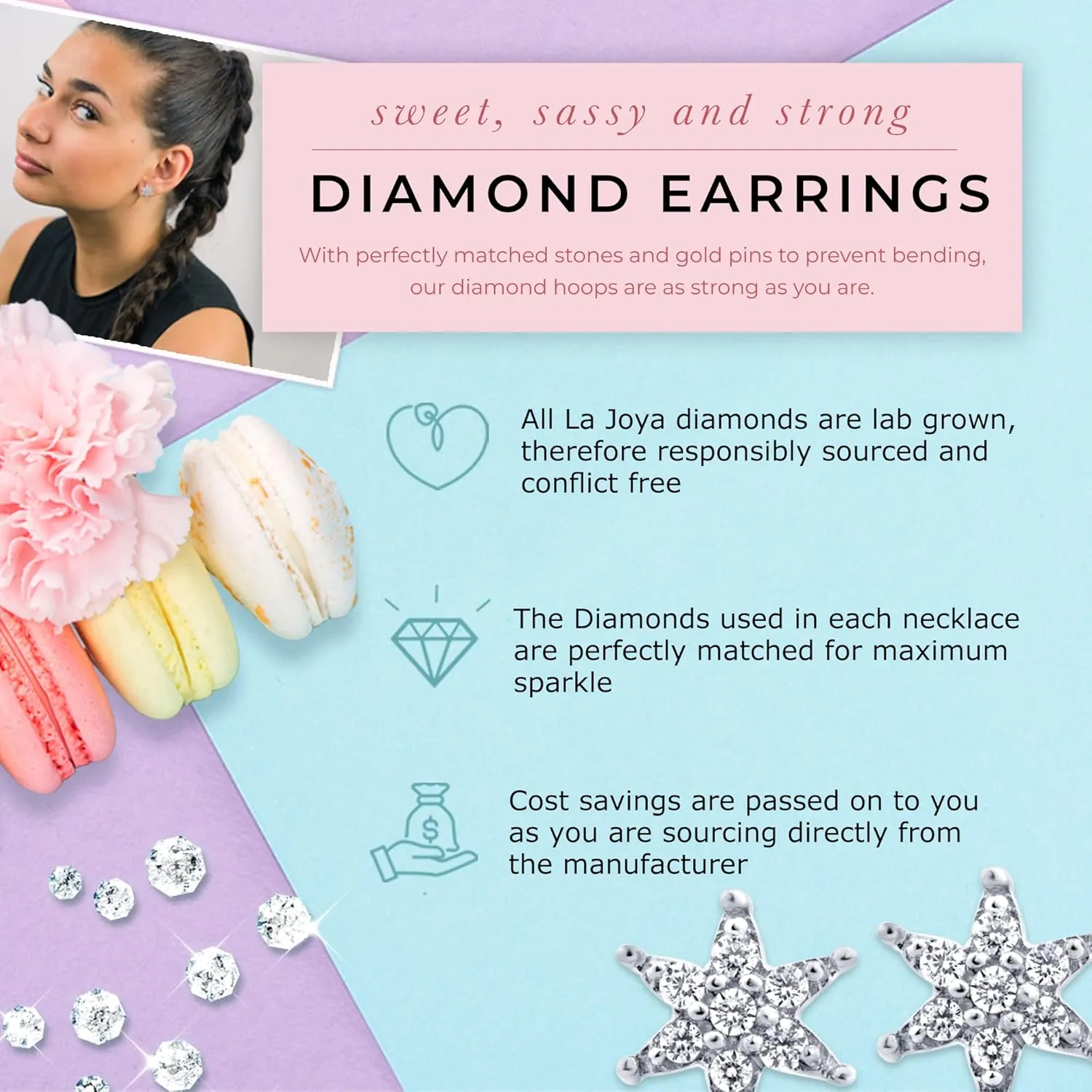 Lab Grown Diamond Earrings for Women | 1/10-1/2 CT TW Sterling Silver Diamond Earrings | Dazzling Diamond Jewelry Designs to Choose From
