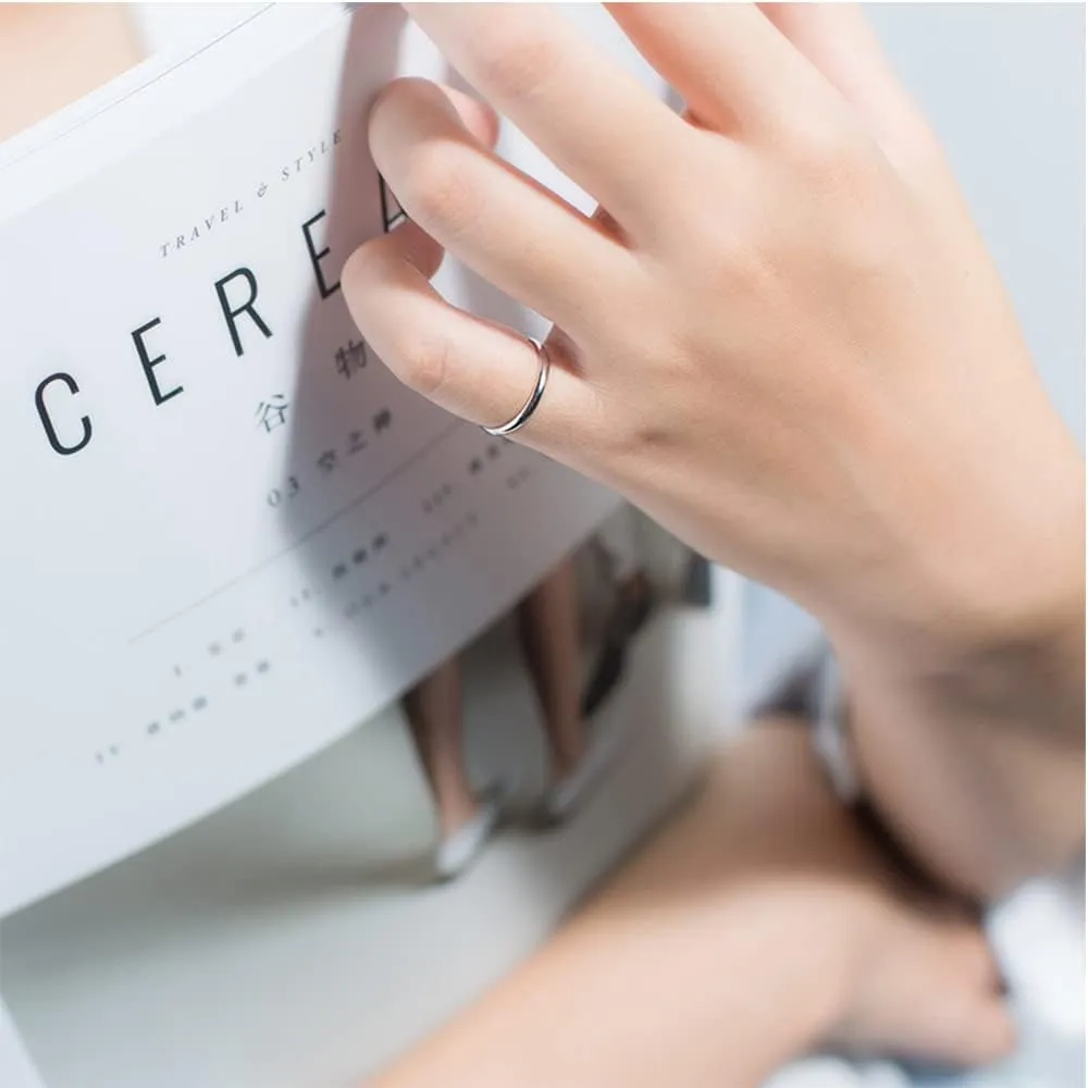 Lantine 2mm Simple Pinky Ring Silver High Polishing Dome Thin Minimalist Stacking Knuckle Plain Band Ring Size 2-8.5