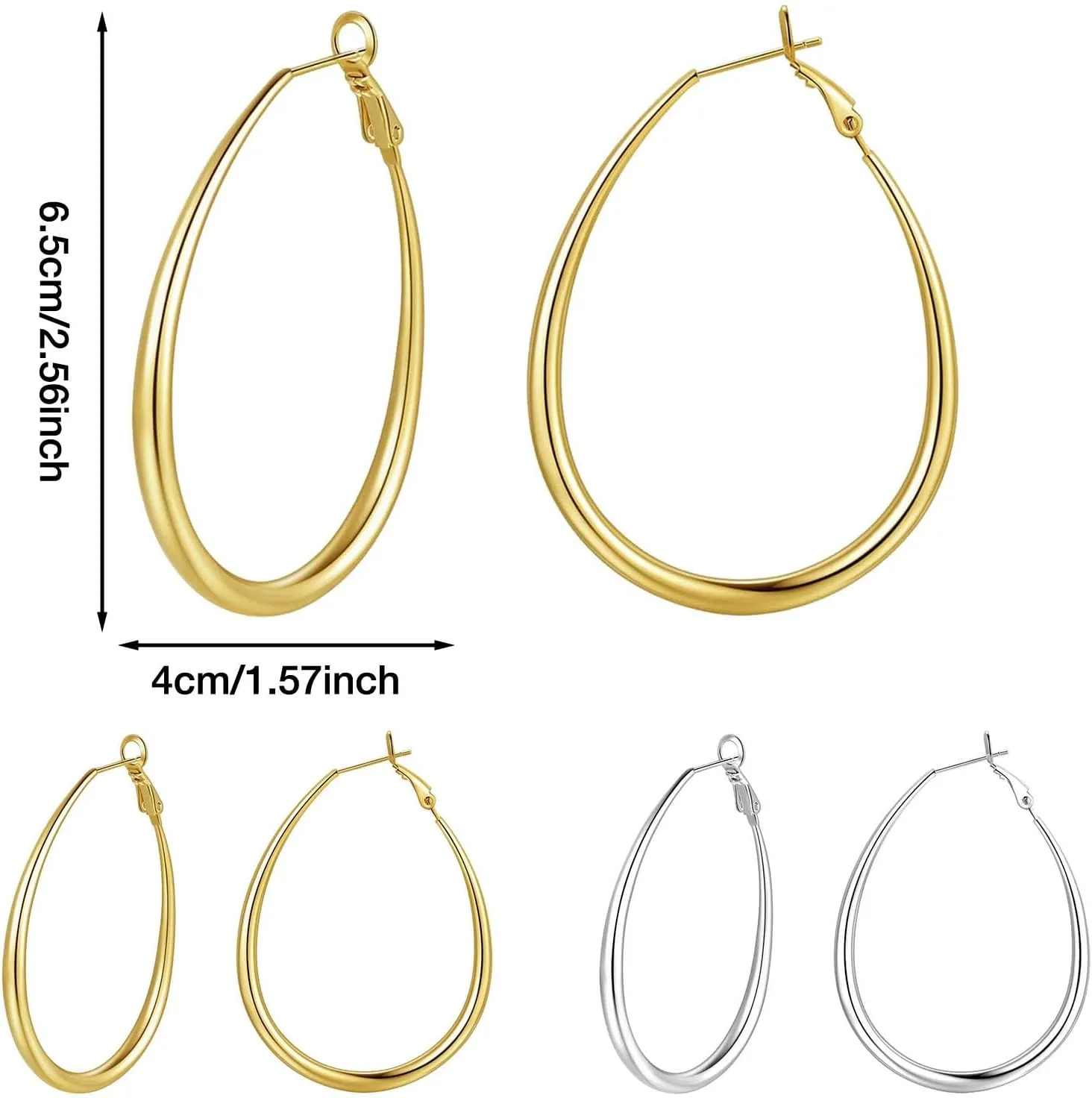 Large Silver Hoop Earrings for Women 925 Sterling Silver Hypoallergenic Gold Earring Lightweight Jewelry Gift