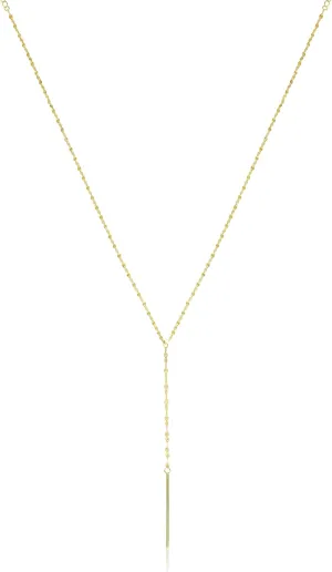 Lariat Gold Necklace for Women, Dainty Long Necklace 14k Gold Plated 925 Sterling Silver Y-Shaped Pendant Necklace Trendy Layered dapped Chain Drop Necklaces Simple Gold Jewelry For Women Gift bar necklace