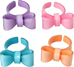 Leadigol Jelly Color Bow Open Ring,Colorful Acrylic Resin Rings,Simple Geometric Finger Ring Sweet Cool Personalized