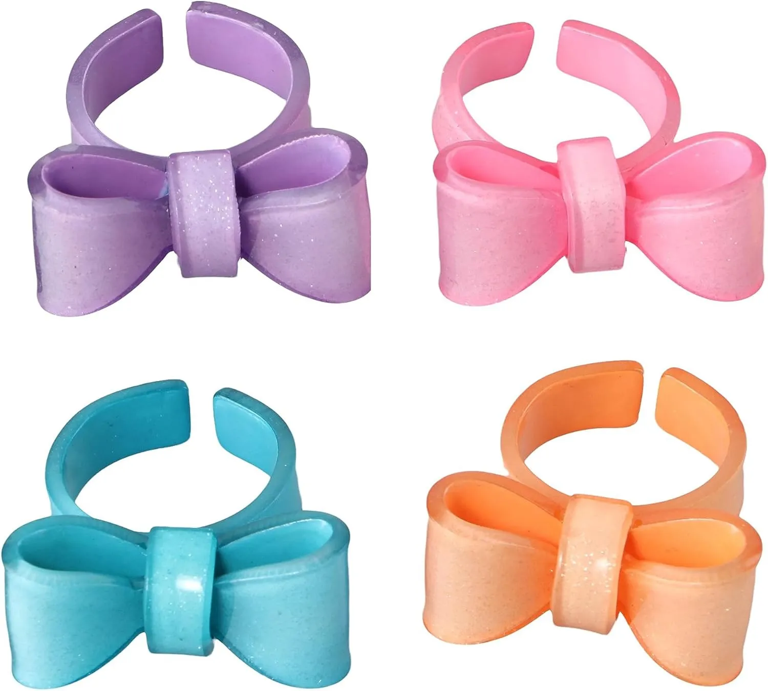 Leadigol Jelly Color Bow Open Ring,Colorful Acrylic Resin Rings,Simple Geometric Finger Ring Sweet Cool Personalized