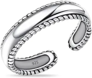 LeCalla 925 Sterling Silver Toe Ring for Women | Antique Simple Open Adjustable Toe-Ring | Minimalist Toe Rings for Gifting